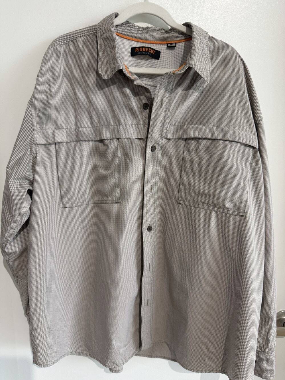 Ridgecut Toughwear fishing hiking Vented Roll-Tab Shirt 2XL beige brown ripstop